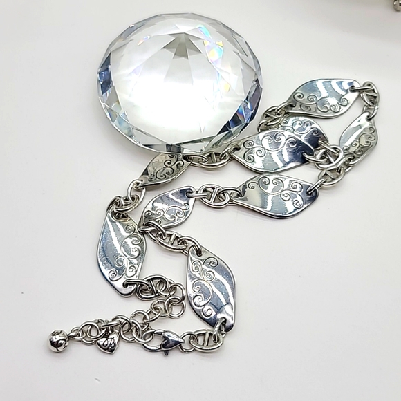 Retired Brighton "TWIRL" Swirled Links Necklace! Swirls & Lines Etched Details! - Picture 2 of 10